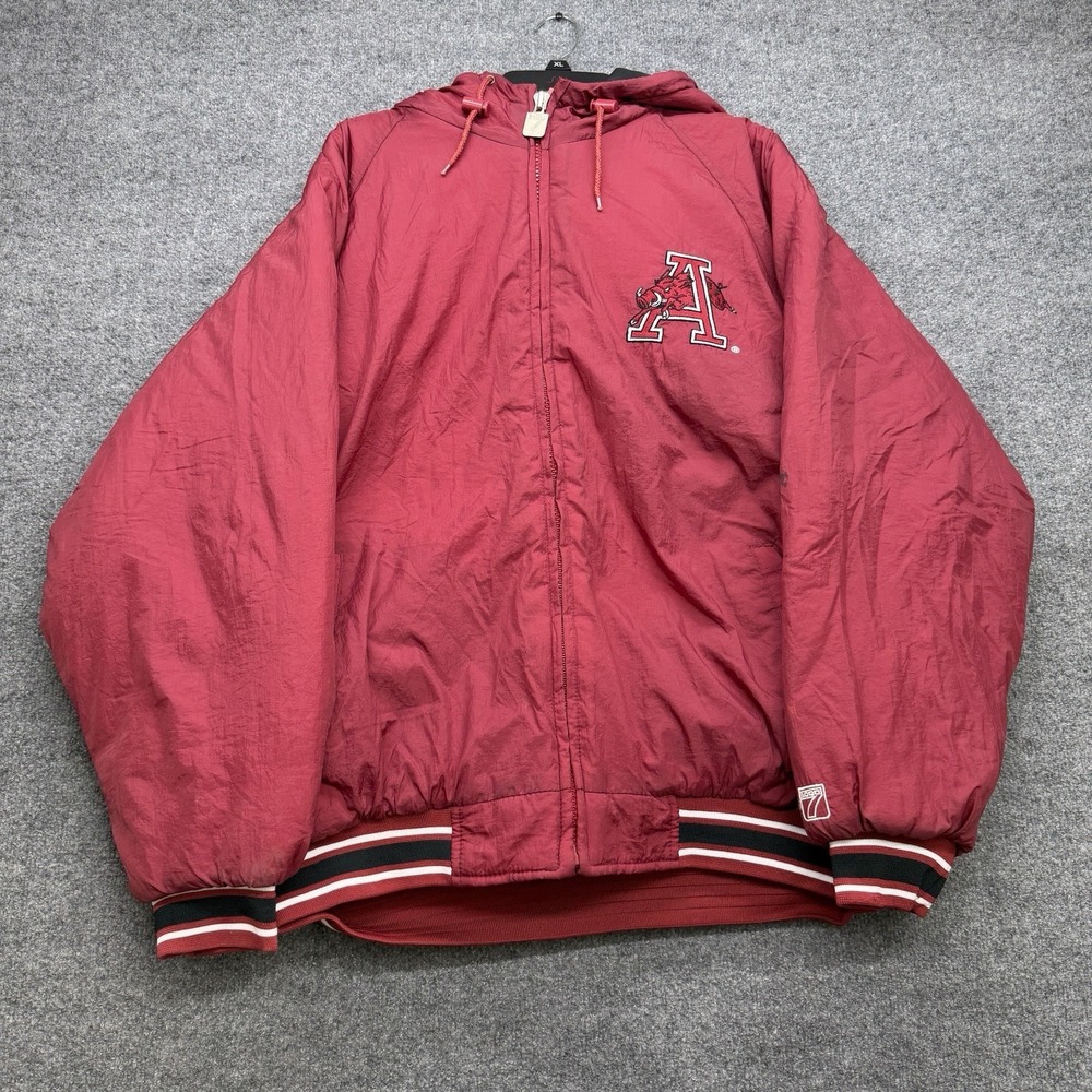 Logo 7 Arkansas Razorbacks Puffer Jacket Vintage 90s Football
